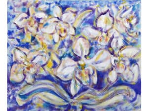 ORCHIDEEN (VIOLETT-WEISS) - Original-Ölbild 50 x 60 cm, 2023, Ölfarbe auf Leinwand