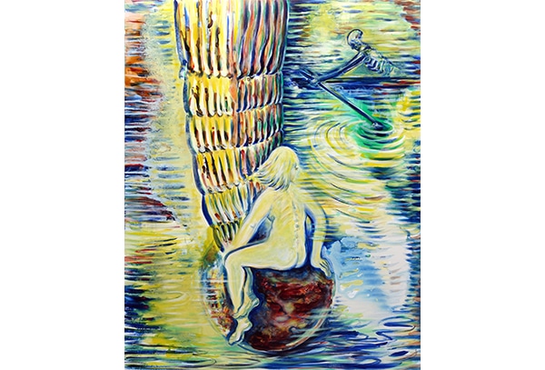 SCHACHTELHALMPLANET - Original-Ölbild 120 x 150 x 4,5 cm, 2023, Ölfarbe, Schellack, Walnuss-Sud auf Leinwand