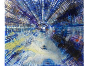 Aus der 6er-Serie INNERES LICHT – LICHTFELD MIT WOLKE - Original-Ölbilde 100 x 120 x 4,5 cm, 2023, Ölfarbe, Schellack, Walnuss-Sud auf Leinwand