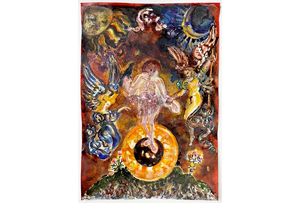PUTRE FACTIO - Original-Zeichnung 42 x 30 cm, 2026, Schellacktusche, Farbstift, Transparentlack auf Papier