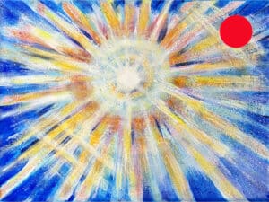 JEDEM SEINE SONNE Nr. 02 - Original-Ölbild 18 x 24 cm, Ölfarben, Schellack, Walnuss-Sud, Schlagmetall oder Blattgold, Blattsilber, Glitter auf Leinwand