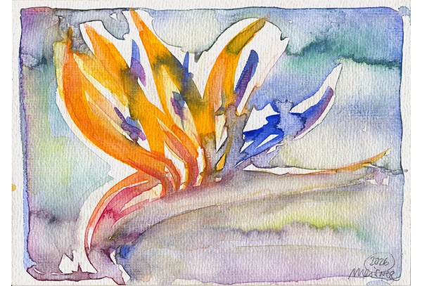 STRELITZIEN 02 (BOTANISCHER GARTEN DÜSSELDORF) - Original-Aquarell auf Aquarellpapier, 17 x 24 cm, 2026
