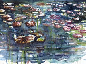 SEEROSEN IM WEISSENBRUNNER BAD 01 - Original-Aquarell auf Aquarellpapier, 17 x 24 cm, 2026