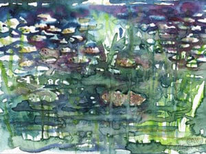 SEEROSEN IM WEISSENBRUNNER BAD 02 - Original-Aquarell auf Aquarellpapier, 17 x 24 cm, 2026