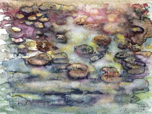 SEEROSEN IM WEISSENBRUNNER BAD 05 - Original-Aquarell auf Aquarellpapier, 17 x 24 cm, 2026