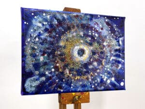 JEDEM SEINE SONNE Nr. 43 - Original-Ölbild 18 x 24 cm, 2026, Ölfarbe, irisierende Acrylfarbe, Glitter auf Leinwand