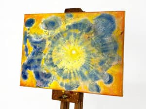 JEDEM SEINE SONNE Nr. 47 - Original-Ölbild 18 x 24 cm, Ölfarbe, irisierende Acrylfarbe, Glitter auf Leinwand