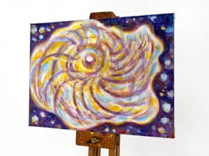 JEDEM SEINE SONNE Nr. 50 - Original-Ölbild 18 x 24 cm, Ölfarbe, irisierende Acrylfarbe, Tusche, Glitter auf Leinwand