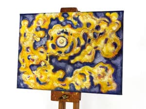 JEDEM SEINE SONNE Nr. 51 - Original-Ölbild 18 x 24 cm, Ölfarbe, irisierende Acrylfarbe, echtes Blattgold NORIS 23,74 Karat auf Leinwand