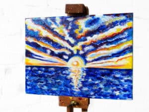 JEDEM SEINE SONNE Nr. 53 - Original-Ölbild 18 x 24 cm, Ölfarben, Silberfarbe, Glitter auf Leinwand