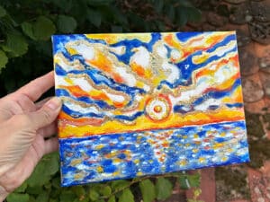 JEDEM SEINE SONNE Nr. 54 - Original-Ölbild 18 x 24 cm, Ölfarben, Schellack, Walnuss-Sud, echtes Blattgold auf Leinwand