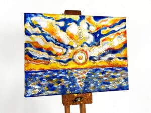 JEDEM SEINE SONNE Nr. 54 - Original-Ölbild 18 x 24 cm, Ölfarbe, irisierende Acrylfarbe, echtes Blattgold NORIS 23,74 Karat auf Leinwand