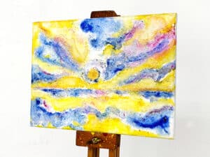 JEDEM SEINE SONNE Nr. 56 - Original-Ölbild 18 x 24 cm, Ölfarbe, irisierende Acrylfarbe, echtes Blattgoldpuder NORIS 23,74 Karat auf Leinwand