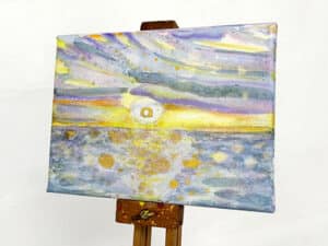 JEDEM SEINE SONNE Nr. 59 - Original-Ölbild 18 x 24 cm, Ölfarbe, irisierende Acrylfarbe, Goldfarbe auf Leinwand