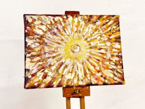 JEDEM SEINE SONNE Nr. 60 - Original-Ölbild 18 x 24 cm, Ölfarbe, Schellack, Schlagmetall auf Leinwand